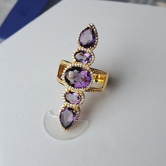 Hespera's Dark Amethyst Omega Ring in Gold - Picture 2 of 4